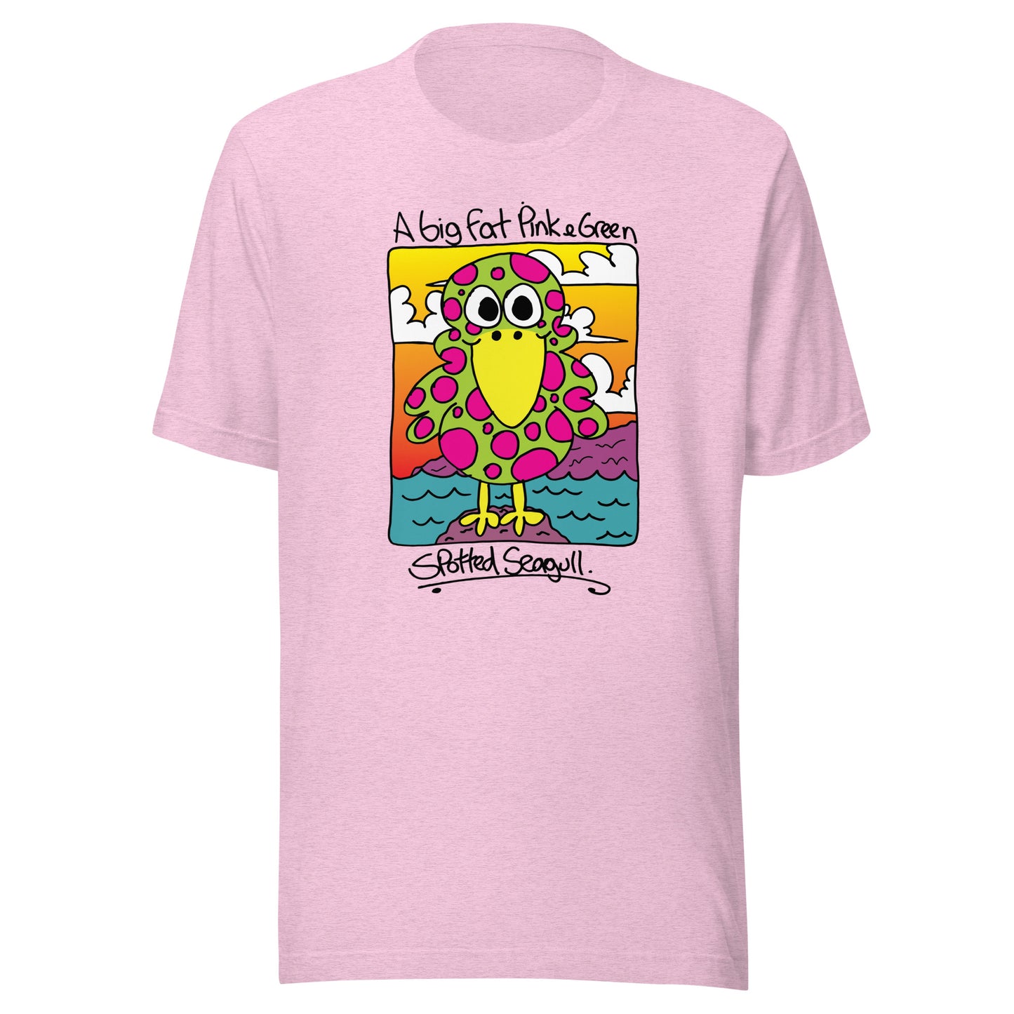 A big fat pink and green spotted seagull - Women's t-shirt