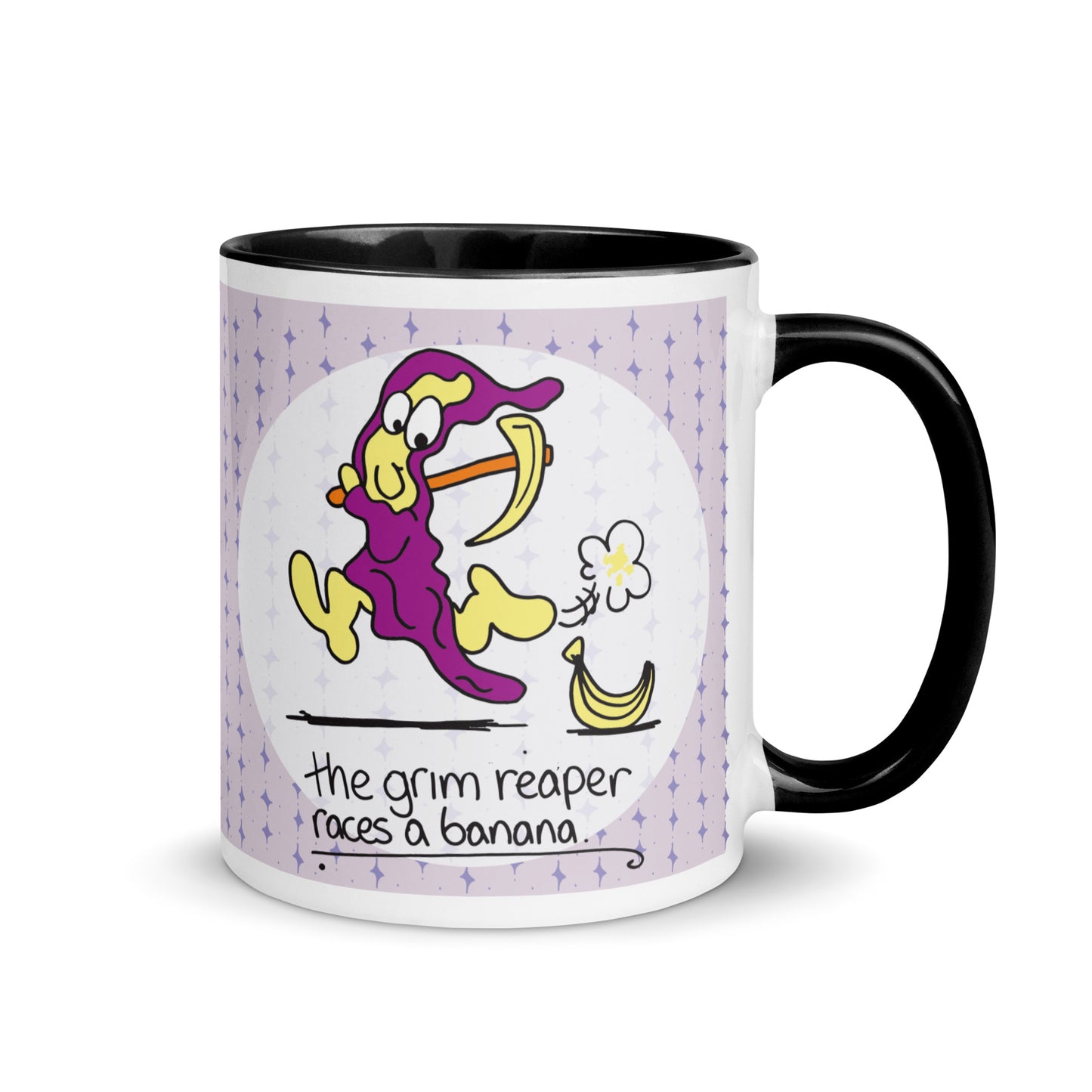 The Grim Reaper races a Banana - Mug with Color Inside