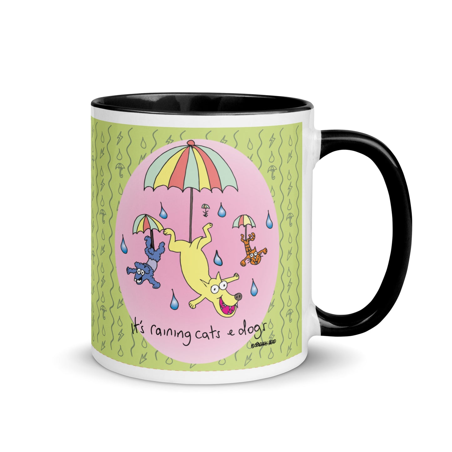 It's Raining Cats n Dogs - Mug with Colour Inside