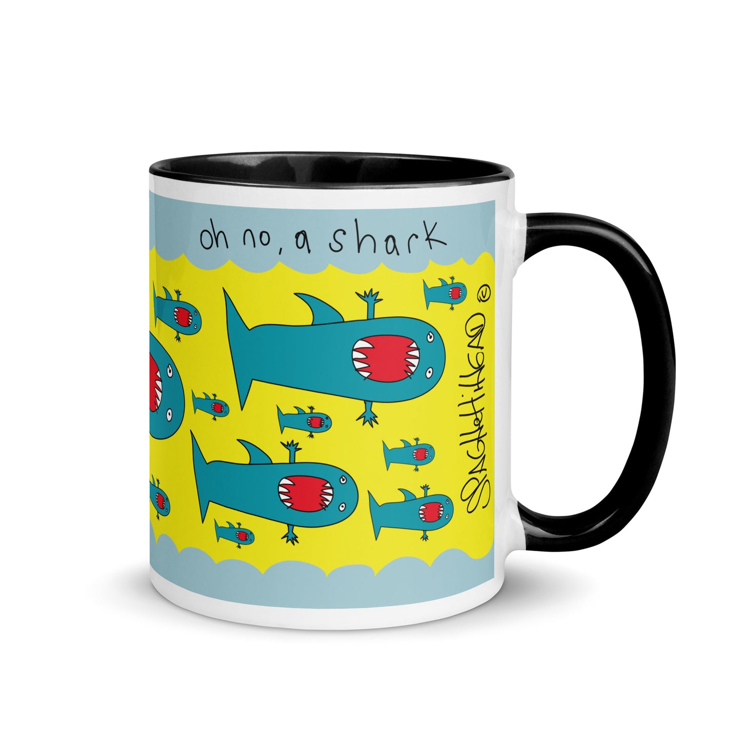 Oh no, a Shark - Mug with Color Inside