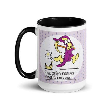 The Grim Reaper races a Banana - Mug with Color Inside