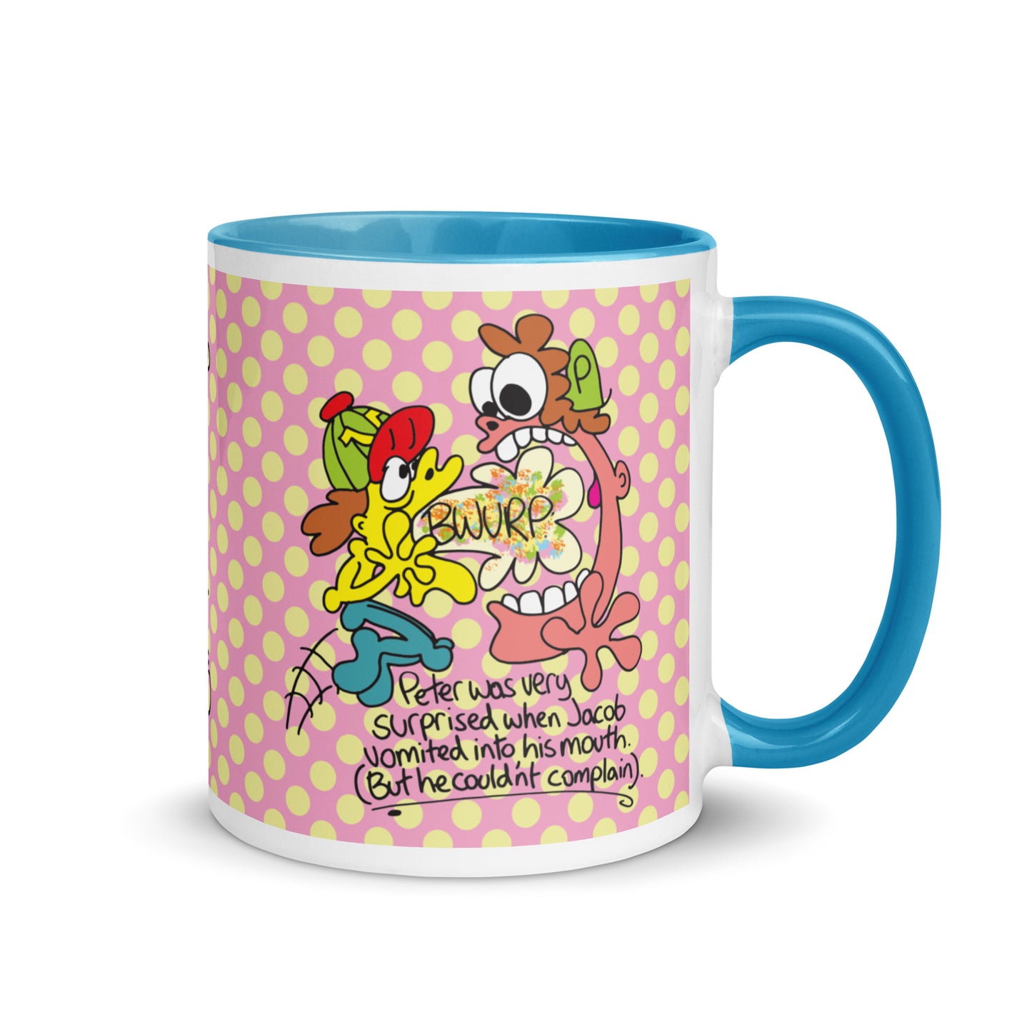 Peter was surprised when Jacob vomited into his mouth, but he couldn't complain - Mug with Color Inside