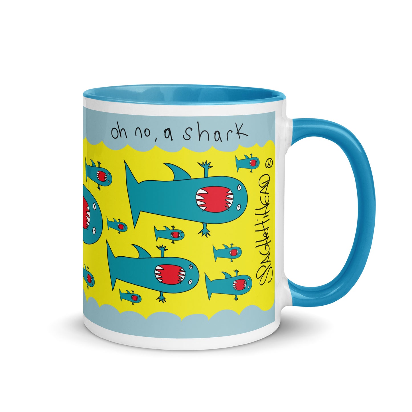 Oh no, a Shark - Mug with Color Inside