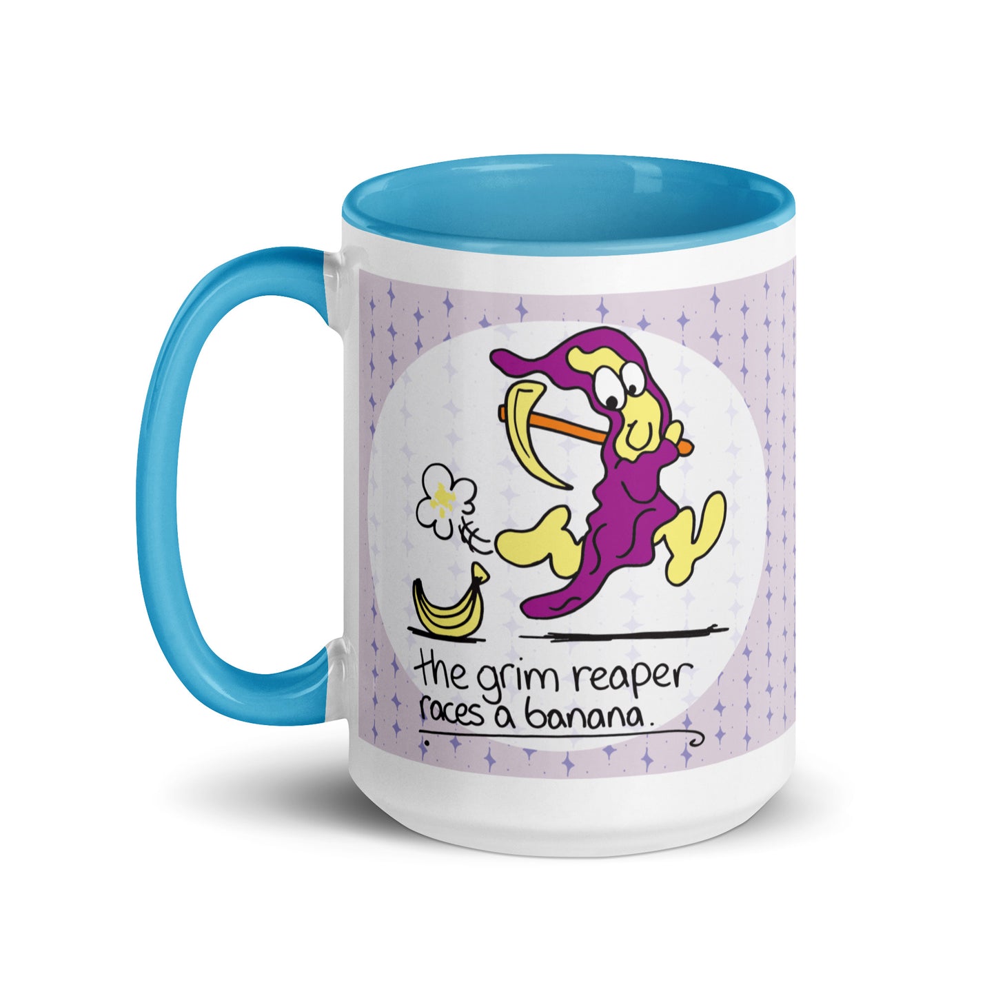 The Grim Reaper races a Banana - Mug with Color Inside