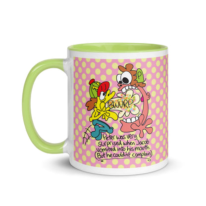 Peter was surprised when Jacob vomited into his mouth, but he couldn't complain - Mug with Color Inside