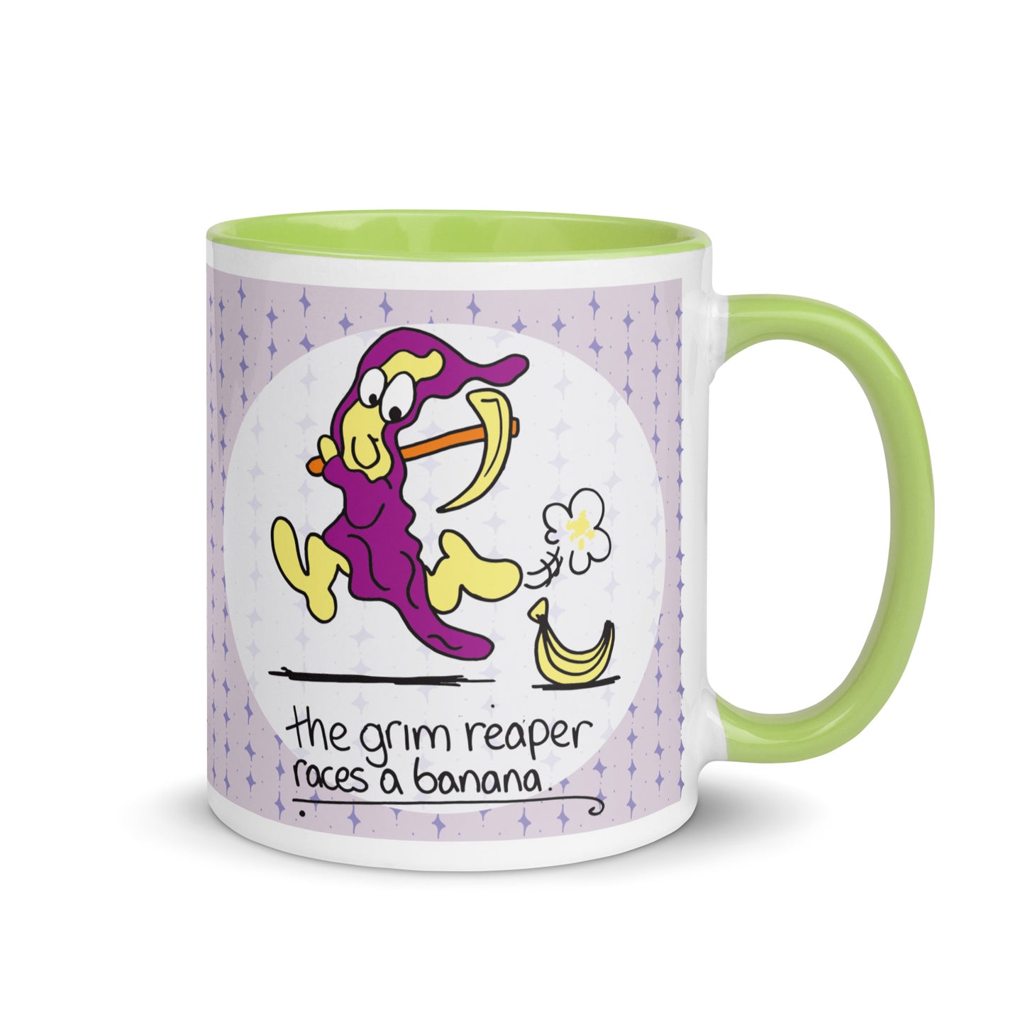 The Grim Reaper races a Banana - Mug with Color Inside