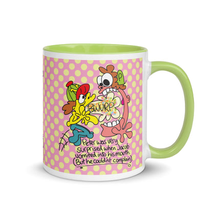 Peter was surprised when Jacob vomited into his mouth, but he couldn't complain - Mug with Color Inside