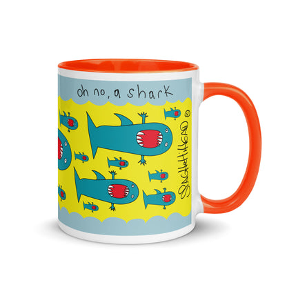 Oh no, a Shark - Mug with Color Inside