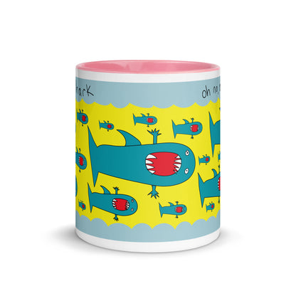 Oh no, a Shark - Mug with Color Inside