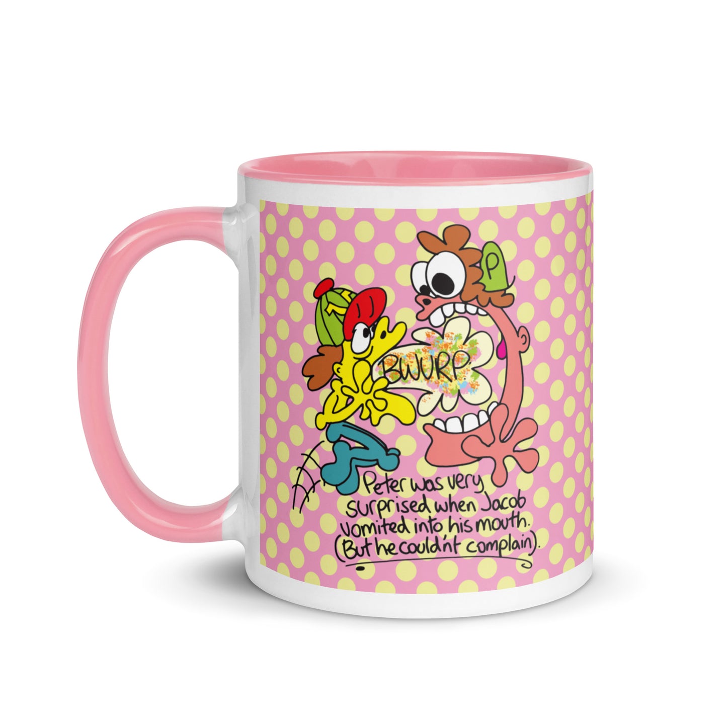 Peter was surprised when Jacob vomited into his mouth, but he couldn't complain - Mug with Color Inside