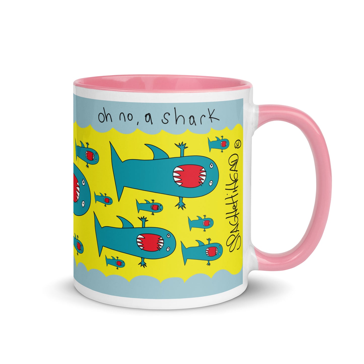 Oh no, a Shark - Mug with Color Inside