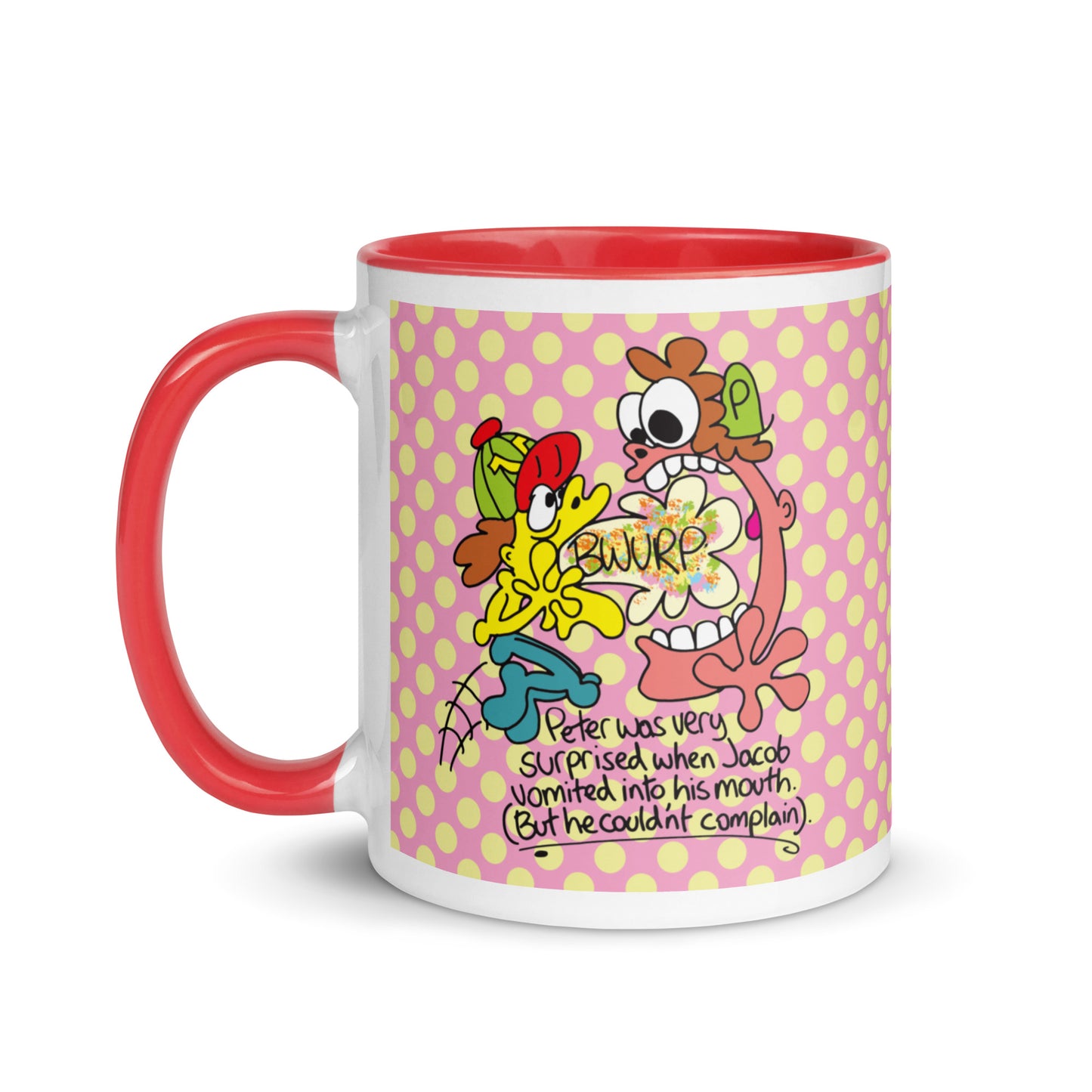 Peter was surprised when Jacob vomited into his mouth, but he couldn't complain - Mug with Color Inside