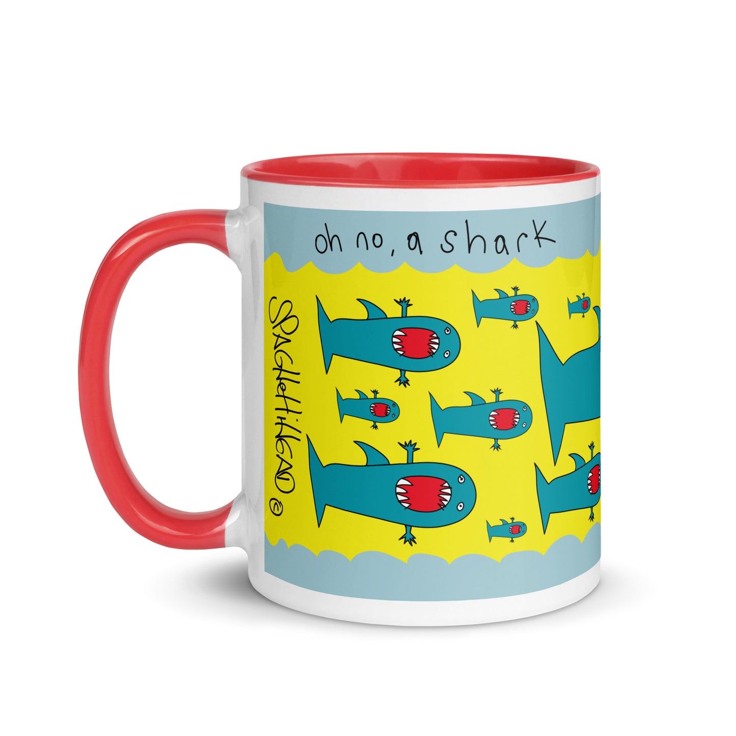 Oh no, a Shark - Mug with Color Inside