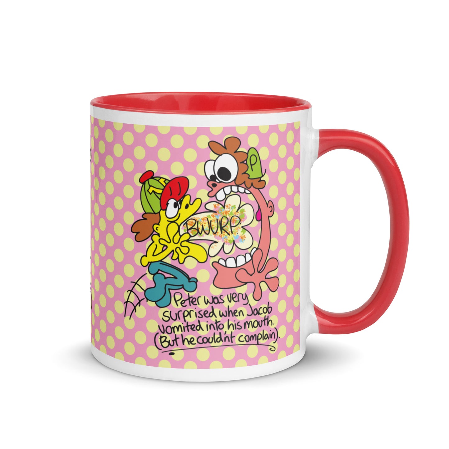 Peter was surprised when Jacob vomited into his mouth, but he couldn't complain - Mug with Color Inside