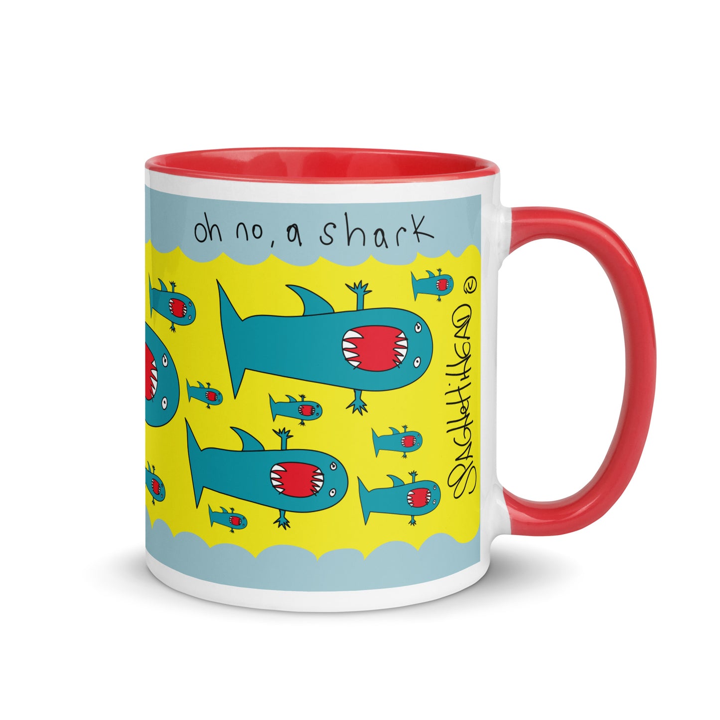 Oh no, a Shark - Mug with Color Inside