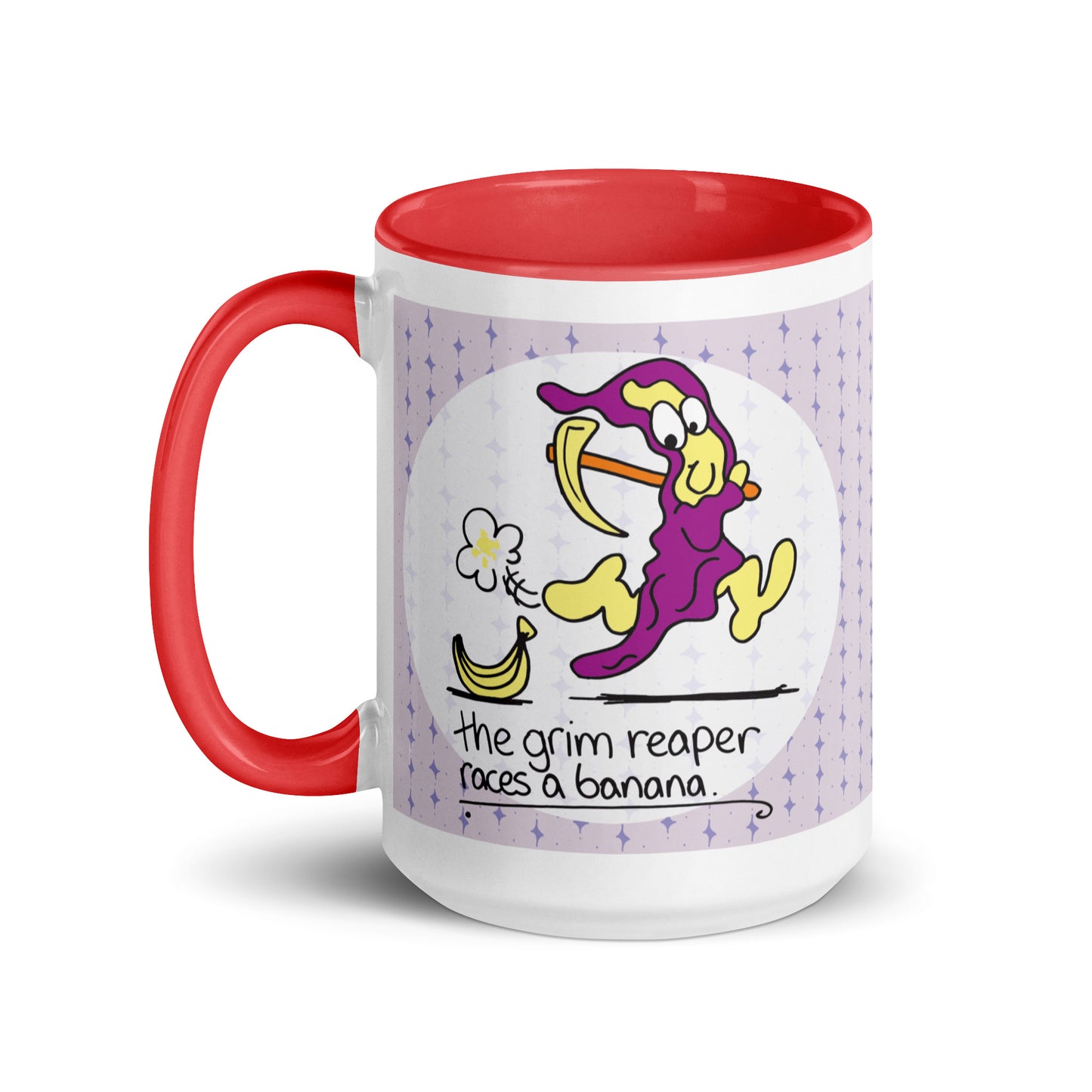 The Grim Reaper races a Banana - Mug with Color Inside