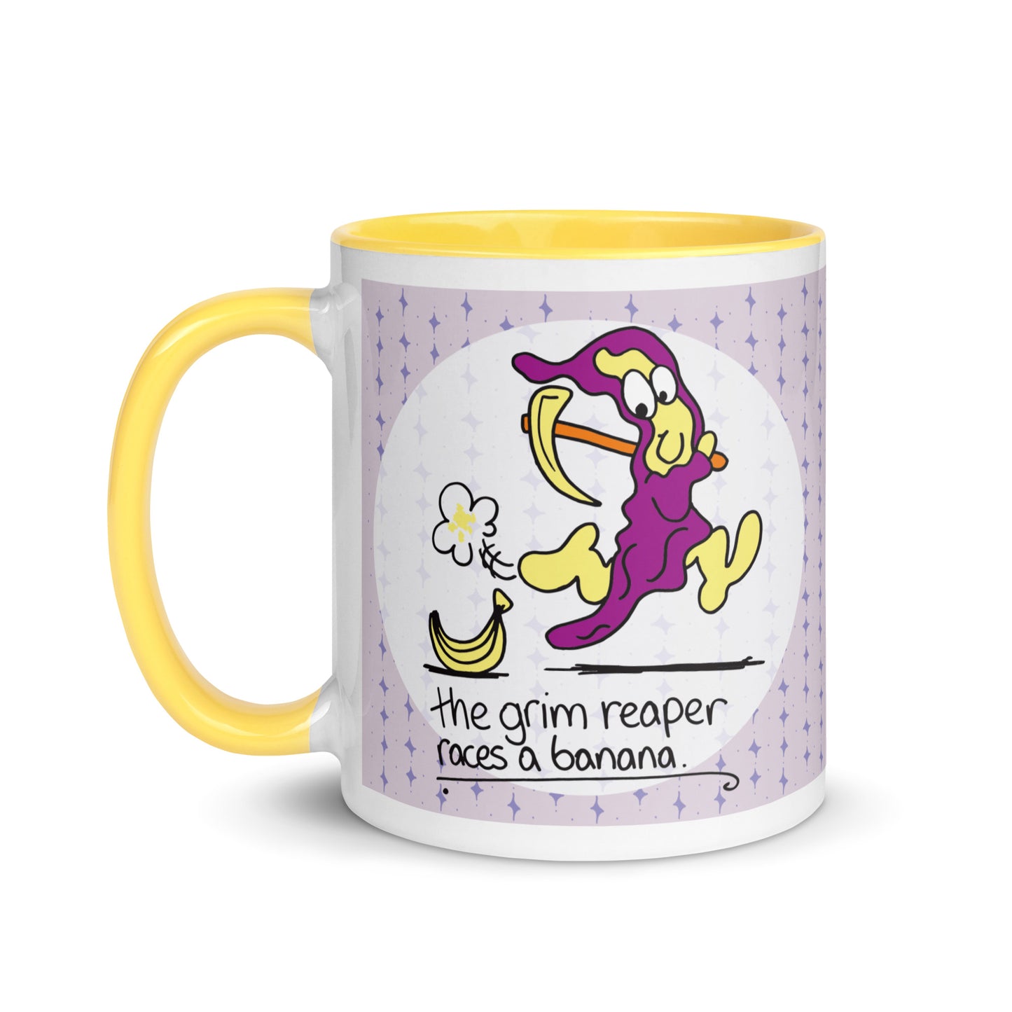 The Grim Reaper races a Banana - Mug with Color Inside