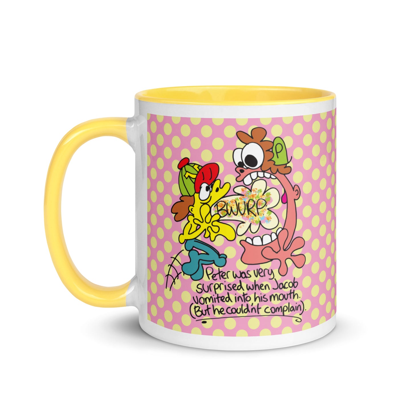 Peter was surprised when Jacob vomited into his mouth, but he couldn't complain - Mug with Color Inside