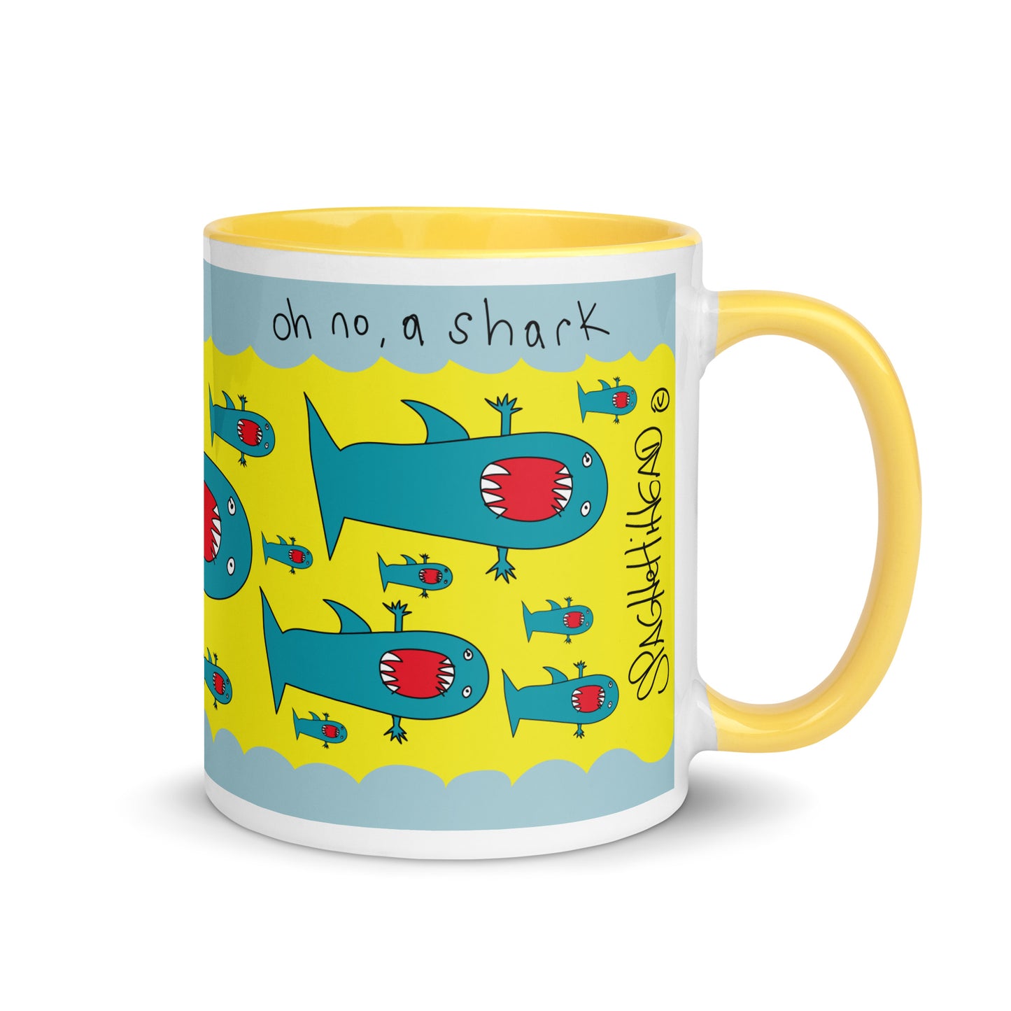 Oh no, a Shark - Mug with Color Inside