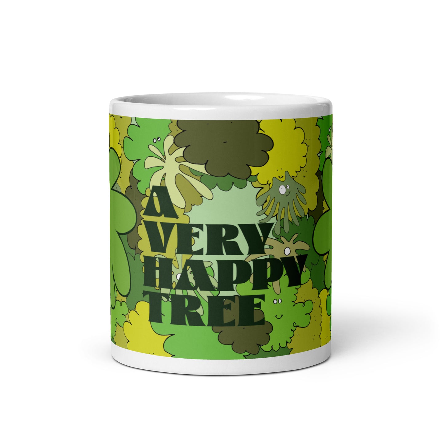 A Very Happy Tree - White glossy mug