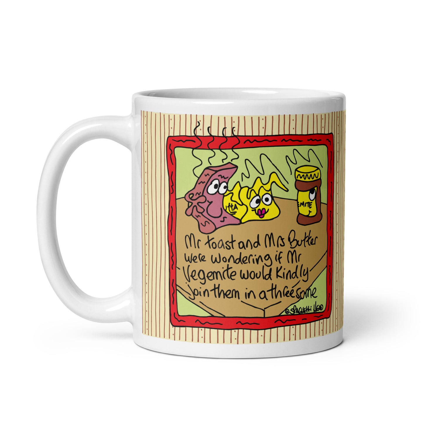 Mr Toast and ms Butter - White glossy mug