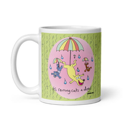 It's Raining Cats n Dogs - White glossy mug