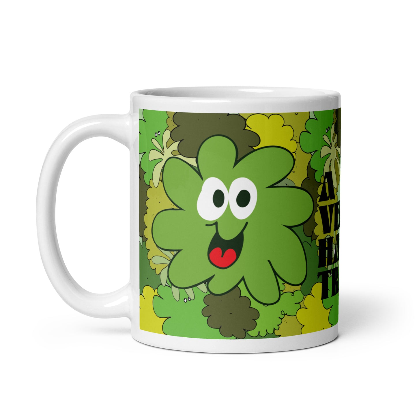 A Very Happy Tree - White glossy mug