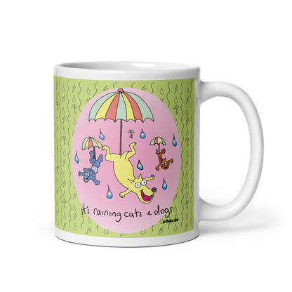 It's Raining Cats n Dogs - White glossy mug