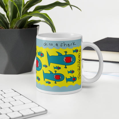 Oh no, a Shark - White glossy mug