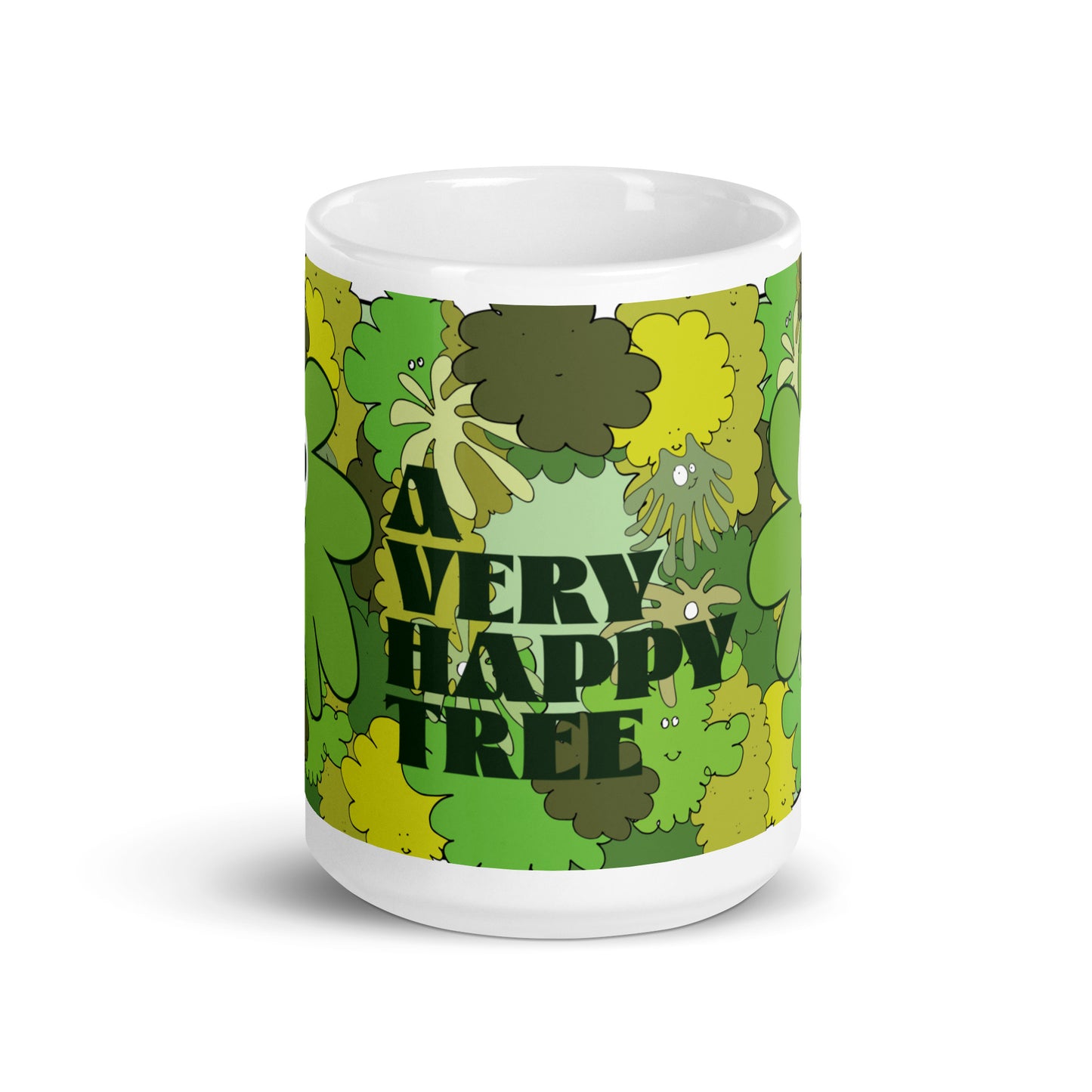 A Very Happy Tree - White glossy mug