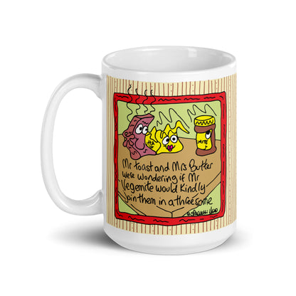 Mr Toast and ms Butter - White glossy mug