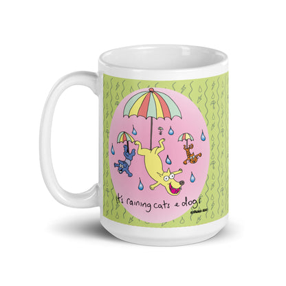 It's Raining Cats n Dogs - White glossy mug