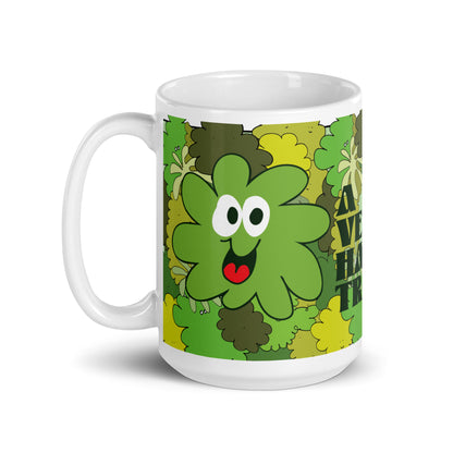 A Very Happy Tree - White glossy mug