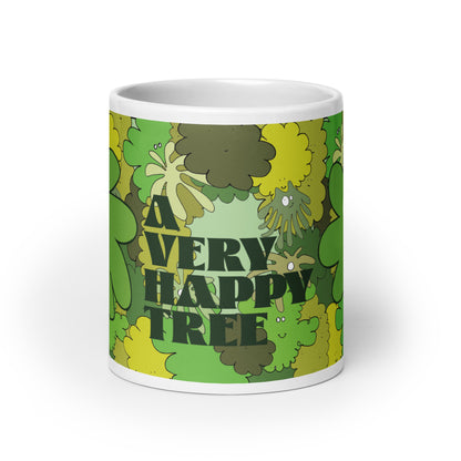 A Very Happy Tree - White glossy mug