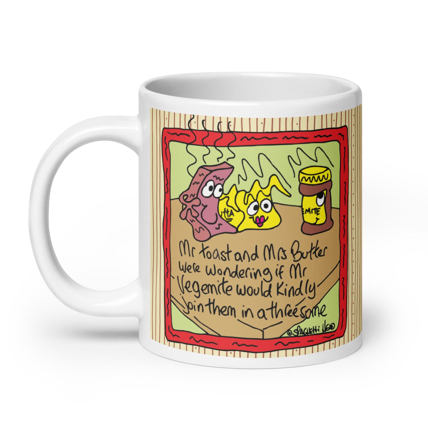 Mr Toast and ms Butter - White glossy mug