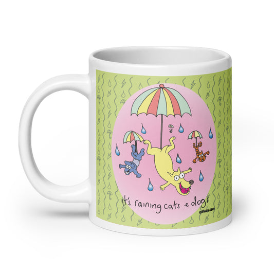 It's Raining Cats n Dogs - White glossy mug