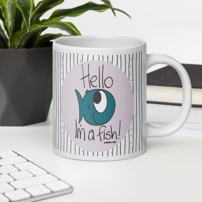 Hello, I'm a Fish! - White glossy mug