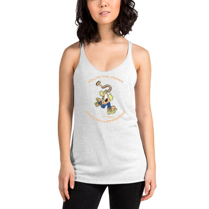 Ralph the Vacky goes Rollerskating - Women's Racerback Tank