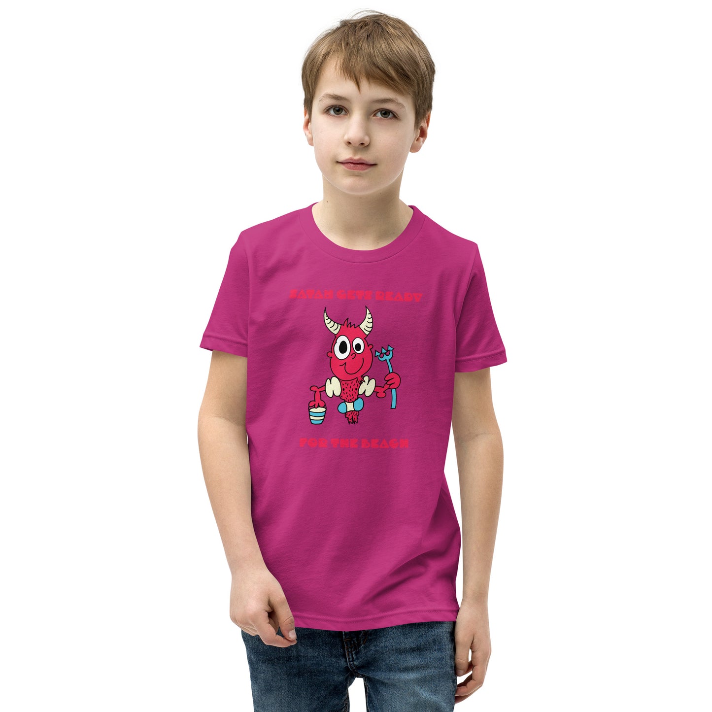 Satan gets ready for the Beach - Youth Short Sleeve T-Shirt