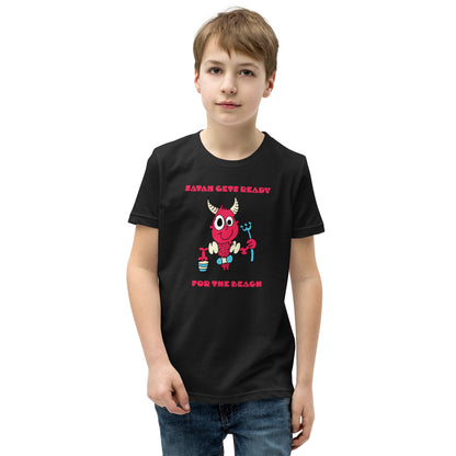 Satan gets ready for the Beach - Youth Short Sleeve T-Shirt