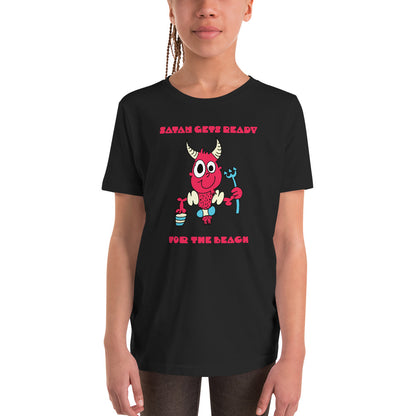 Satan gets ready for the Beach - Youth Short Sleeve T-Shirt