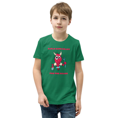 Satan gets ready for the Beach - Youth Short Sleeve T-Shirt