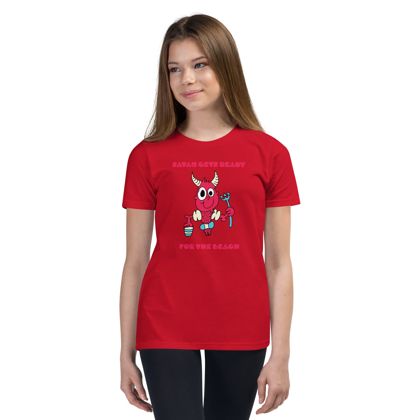 Satan gets ready for the Beach - Youth Short Sleeve T-Shirt