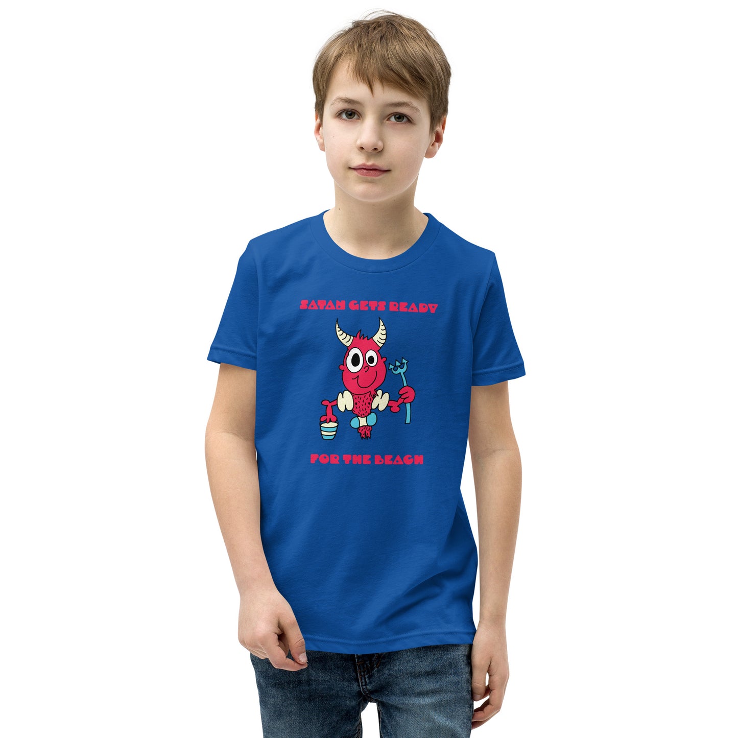 Satan gets ready for the Beach - Youth Short Sleeve T-Shirt